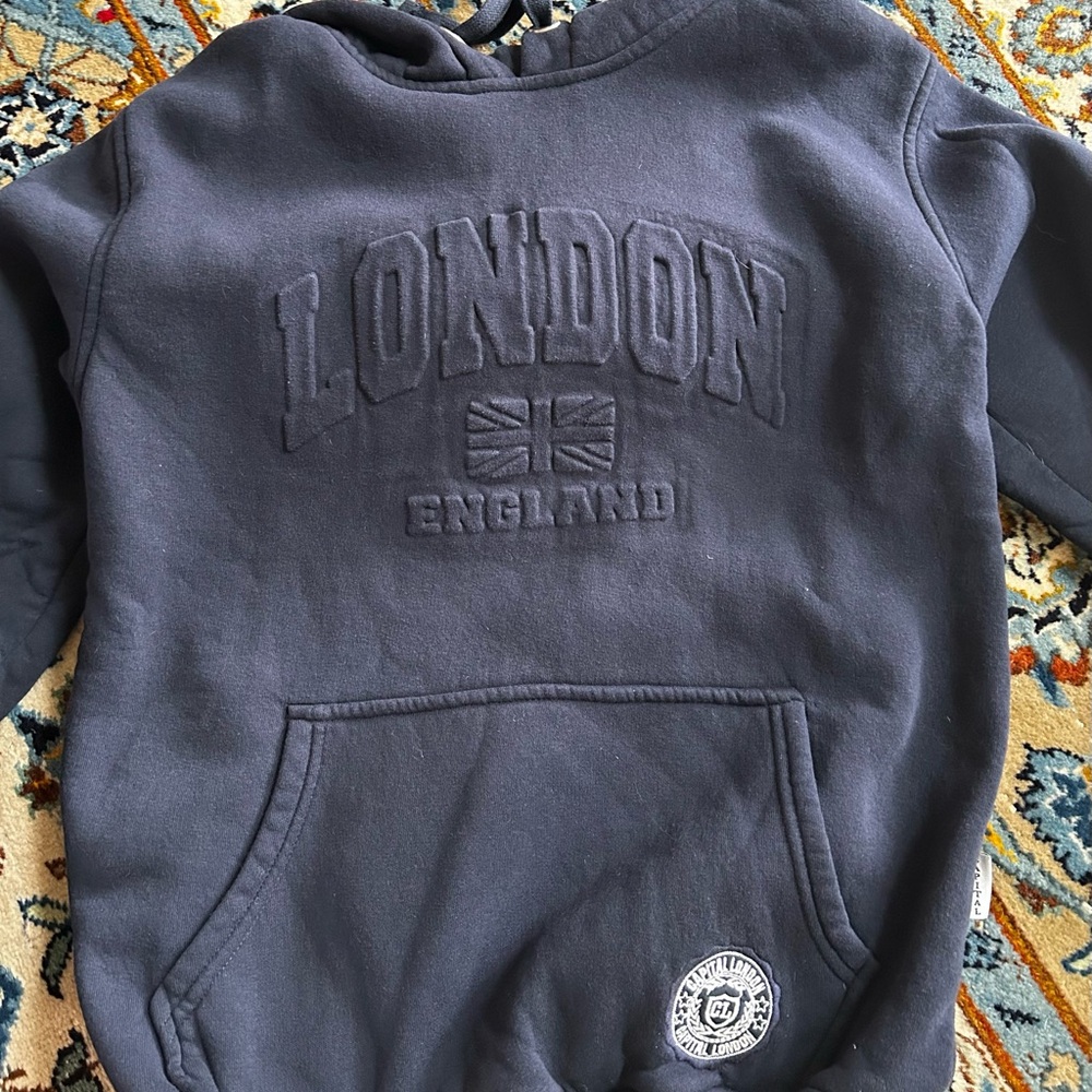Navy London Hooded Sweatshirt Size Medium